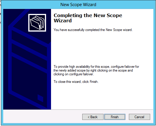 Windows Server 2012 DHCP Server New Scope