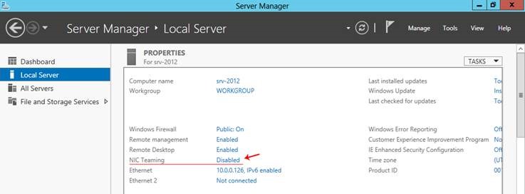 Windows Server 2012 NIC Teaming