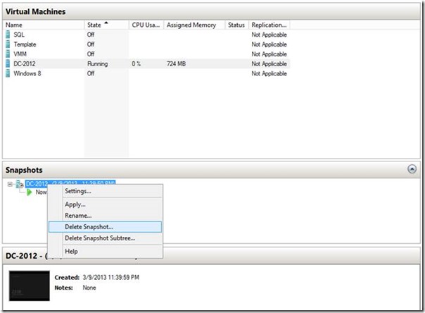 Windows Server 2012 Hyper-V Live Snapshot Merge