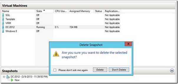 Windows Server 2012 Hyper-V Live Snapshot Merge