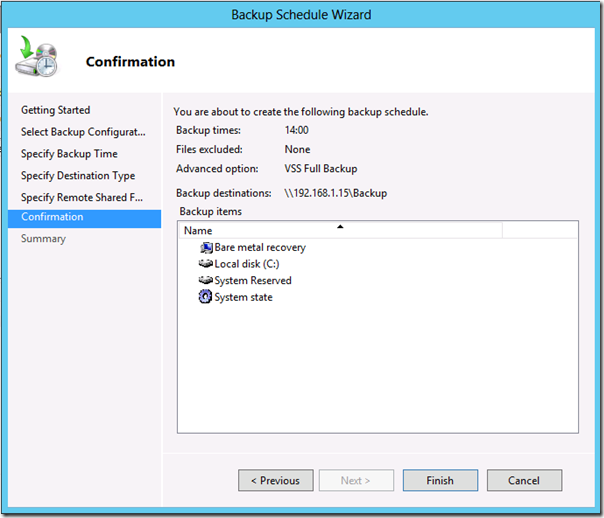 Windows Server 2012 Backup Schedule