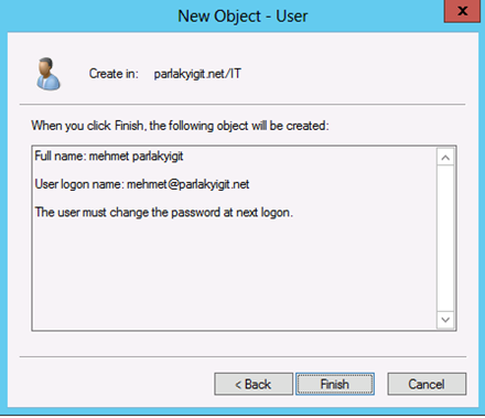 Active Directory Yeni Kullanıcı Oluşturma