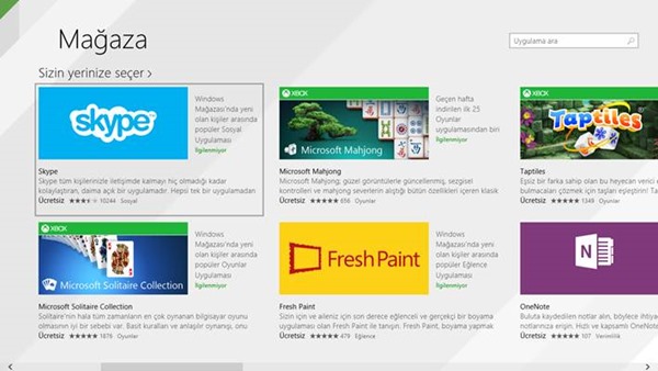 Windows 8.1 Mağaza ve Uygulamalar